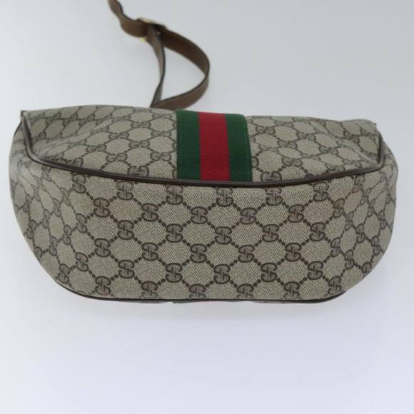 GUCCI GG Supreme Web Sherry Line Shoulder Bag PVC Leather Beige Gold Auth 88635 - Picture 5 of 16